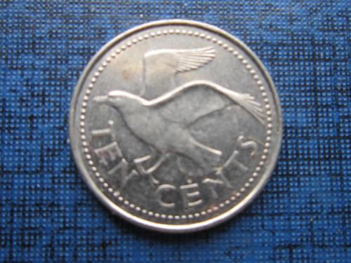 Монета 10 центов Барбадос 2001 фауна птица