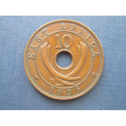 Монета 10 центов Британская Восточная Африка 1936 Георг V медь