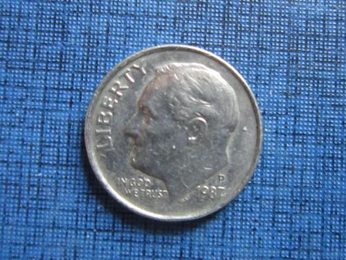 монета 10 центов дайм США 1987 Р