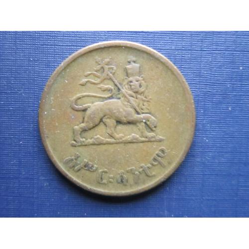 Монета 10 центов Эфиопия 1944 фауна лев