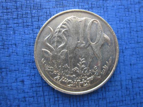 Монета 10 центов Эфиопия фауна антилопа лев не магнитная