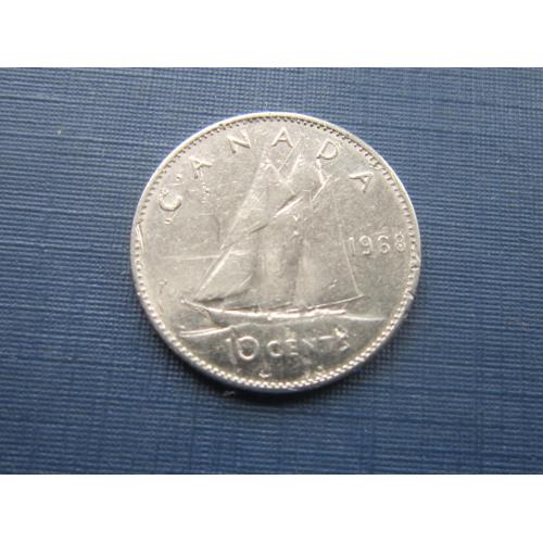 Монета 10 центов Канада 1968 корабль парусник яхта