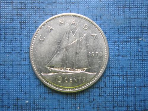 Монета 10 центов Канада 1978 корабль парусник яхта