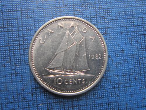 Монета 10 центов Канада 1982 корабль парусник яхта