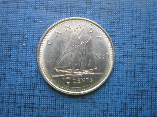 Монета 10 центов Канада 1985 корабль парусник яхта