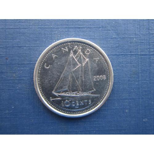 Монета 10 центов Канада 2008 корабль парусник яхта