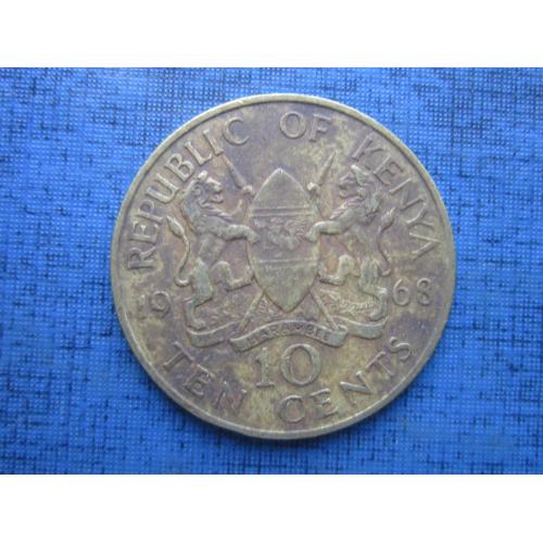 Монета 10 центов Кения 1968