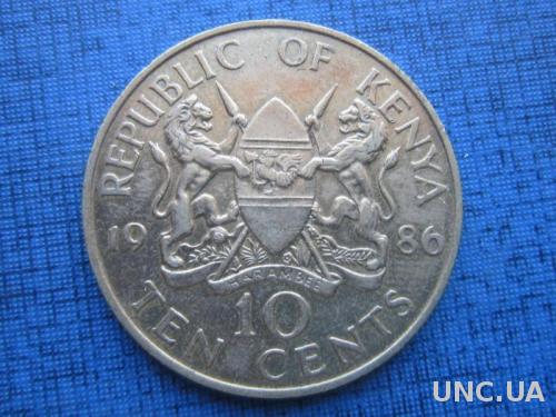 монета 10 центов Кения 1986

