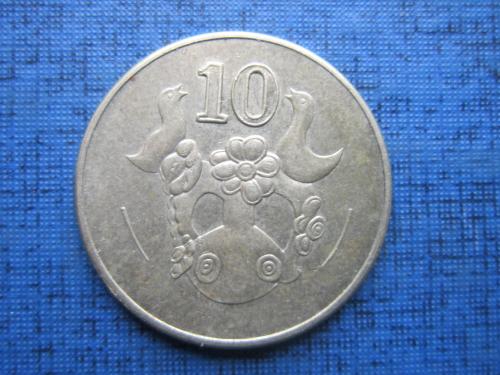 Монета 10 центов Кипр 2002 фауна птицы
