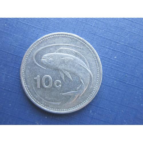Монета 10 центов Мальта 1998 фауна рыба
