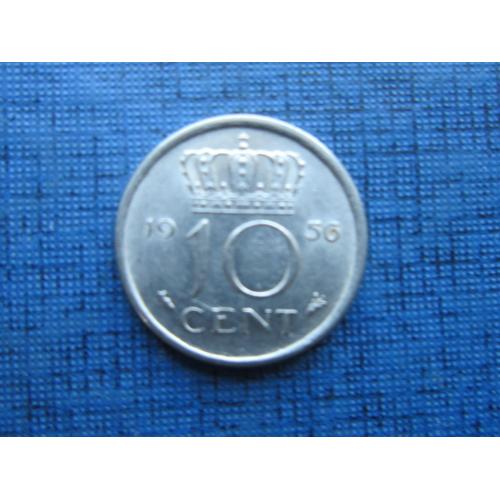 Монета 10 центов Нидерланды 1956
