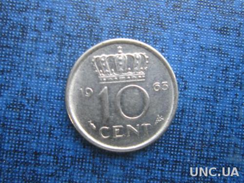 монета 10 центов Нидерланды 1963
