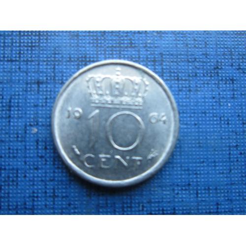 Монета 10 центов Нидерланды 1964