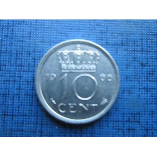 Монета 10 центов Нидерланды 1966