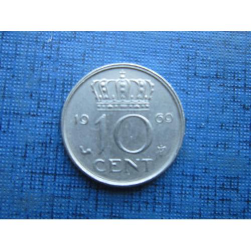 Монета 10 центов Нидерланды 1969