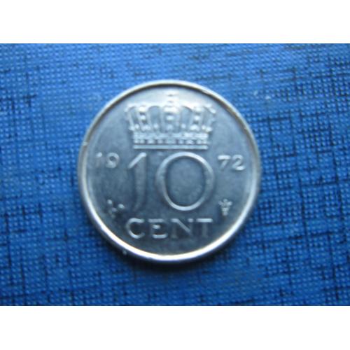 Монета 10 центов Нидерланды 1972