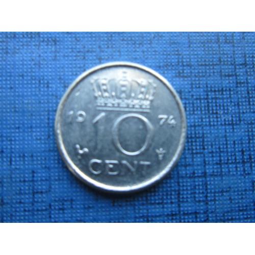 Монета 10 центов Нидерланды 1974