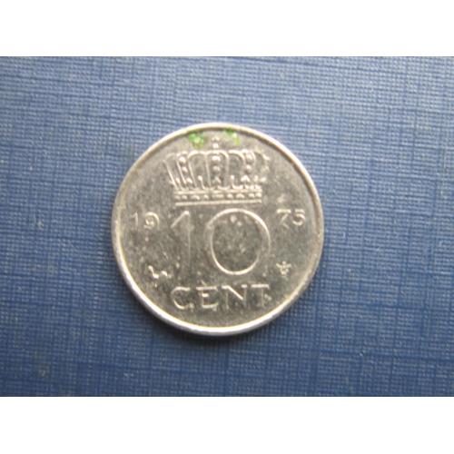 Монета 10 центов Нидерланды 1975