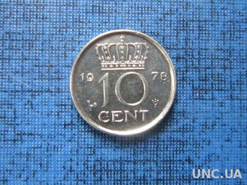 Монета 10 центов Нидерланды 1978
