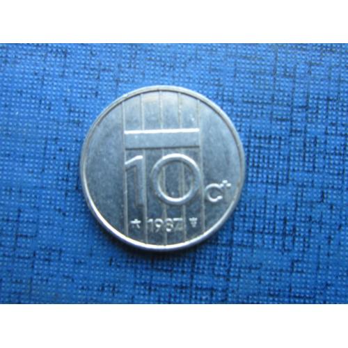 Монета 10 центов Нидерланды 1987