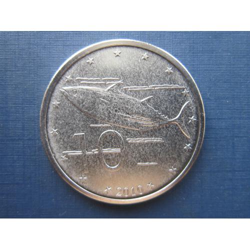 Монета 10 центов Острова Кука Британские 2010 фауна рыба тунец большая