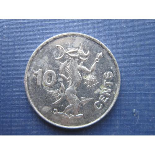 Монета 10 центов Соломоновы острова 2000 фауна дракон