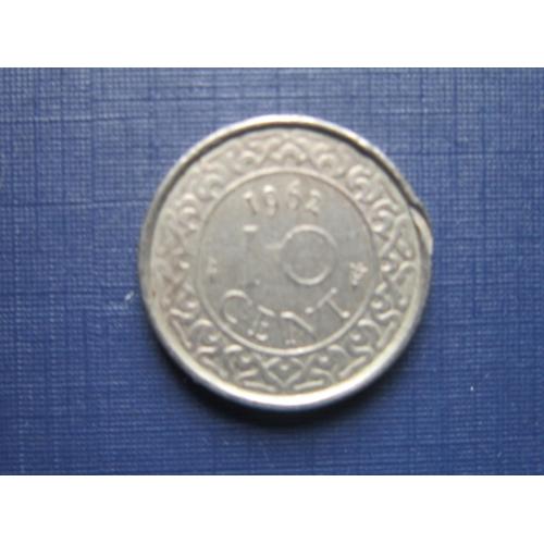 Монета 10 центов Суринам 1962