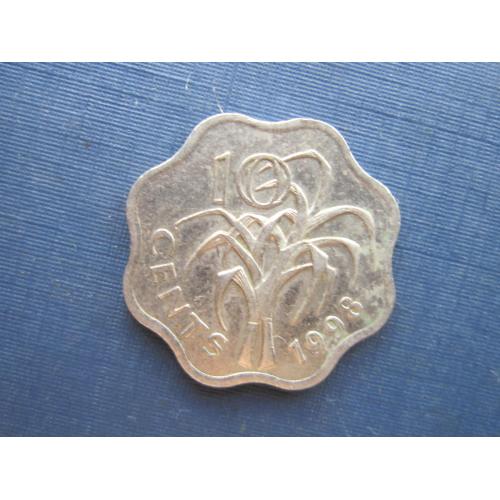 Монета 10 центов Свазиленд 1998