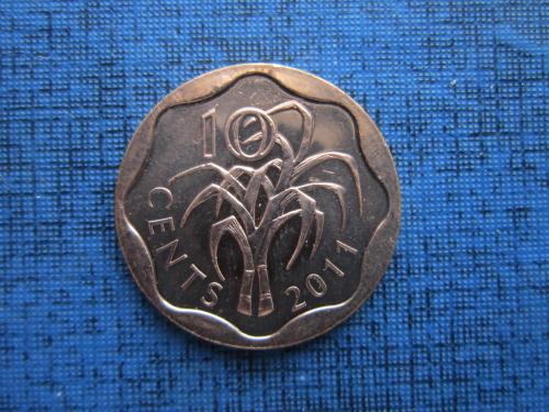 Монета 10 центов Свазиленд 2011 состояние