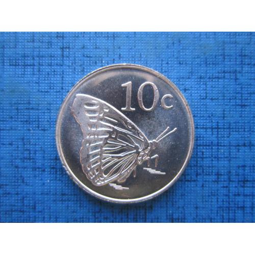 Монета 10 центов Токелау Британский 2017 фауна бабочка состояние