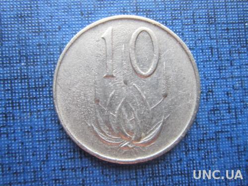 монета 10 центов ЮАР 1965 английская легенда
