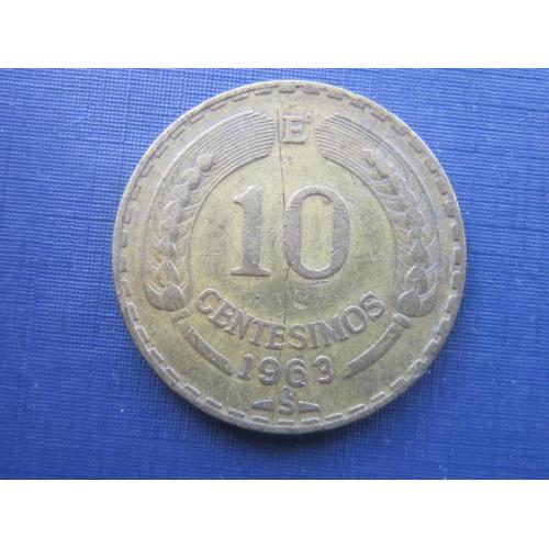 Монета 10 чентезимо Чили 1963 фауна орёл