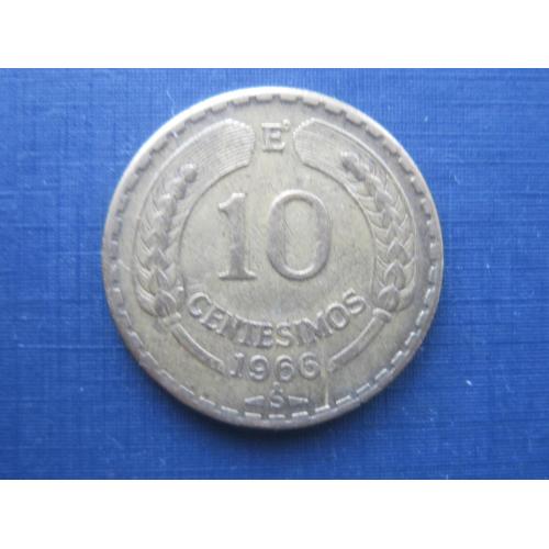Монета 10 чентезимо Чили 1966 фауна орёл