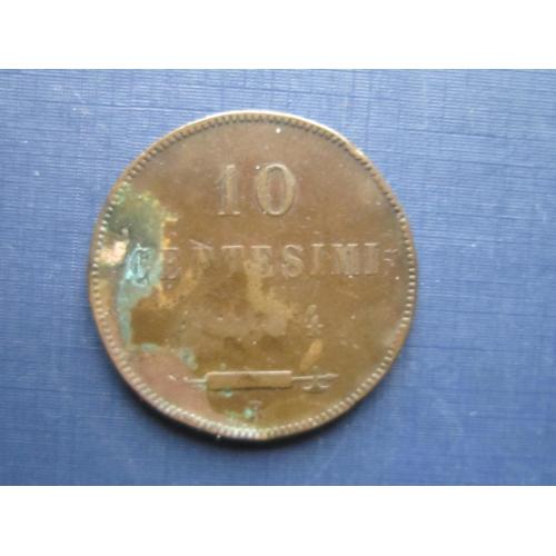 Монета 10 чентезимо Сан-Марино 1894