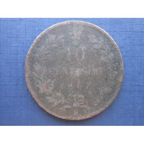 Монета 10 чентизими Италия 1867 Н