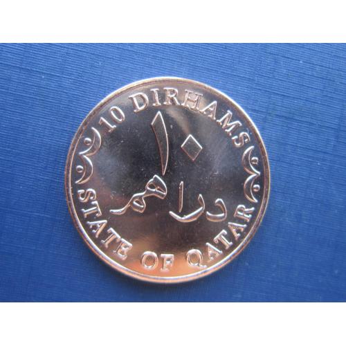 Монета 10 дирхамов Катар 2012 номинал цифры арабские