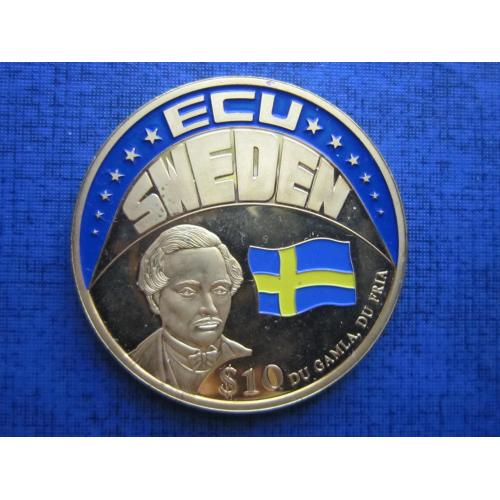 Монета 10 долларов Либерия 2001 Швеция экю цветная