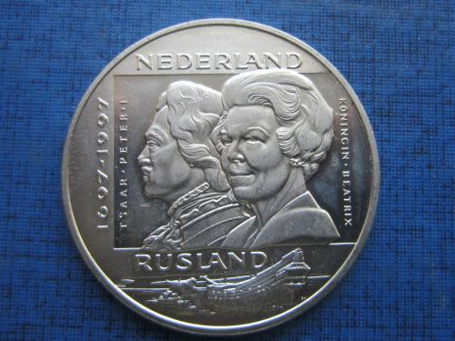 Монета 10 экю Нидерланды 1997 корабль кораблестроение Россия царь Пётр I