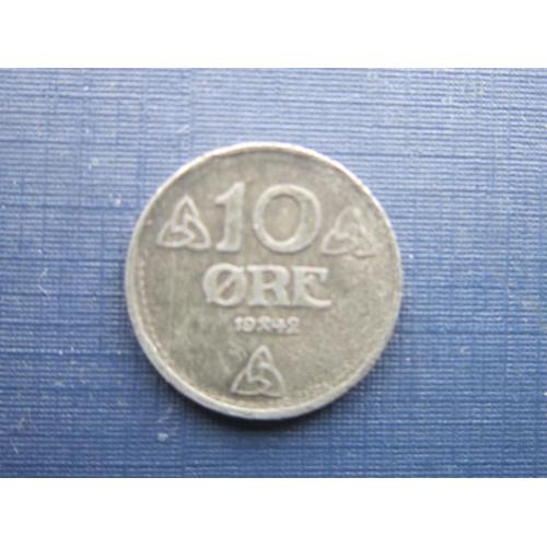 Монета 10 эре Норвегия 1942 цинк оккупация