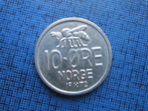 Монета 10 эре Норвегия 1972 фауна пчела