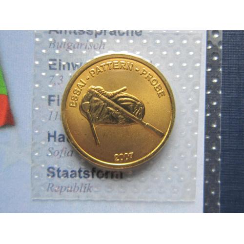 Монета 10 евроцентов Болгария 2007 Проба Европроба музыка волынка UNC запайка