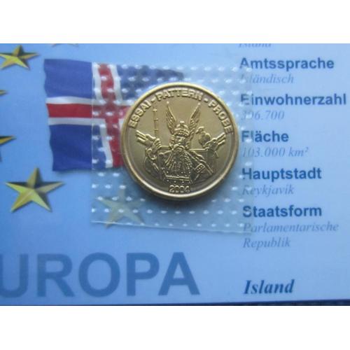 Монета 10 евроцентов (серос) Исландия 2004 Проба Европроба фауна лошадь конь этнос Один UNC запайка