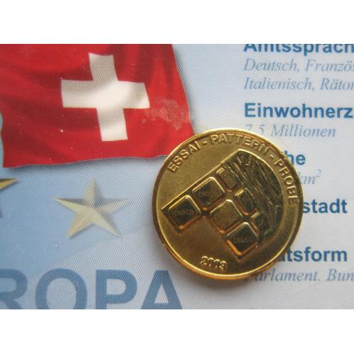 Монета 10 евроцентов (серос) Швейцария 2003 Проба Европроба шоколад