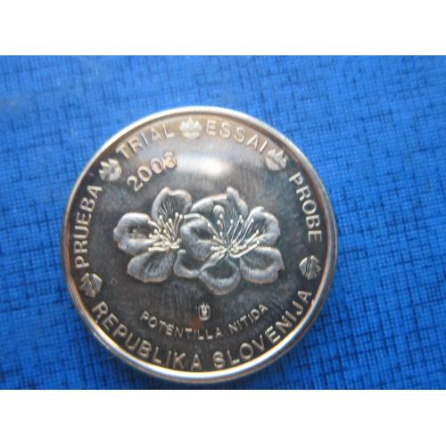 Монета 10 евроцентов Словения 2003 Проба Европроба флора цветы большая