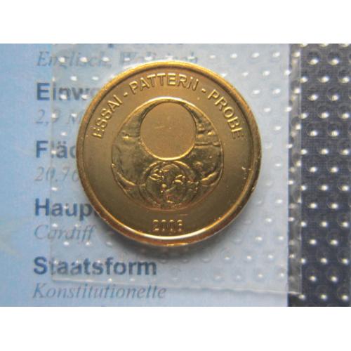 Монета 10 евроцентов Уэльс Великобритания 2006 Проба Европроба артефакт UNC запайка