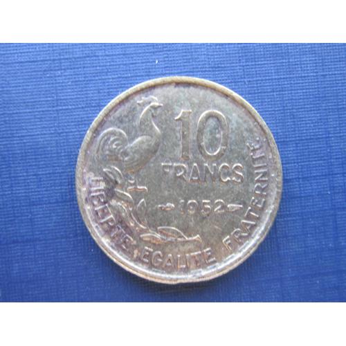 Монета 10 франков Франция 1952 фауна петух