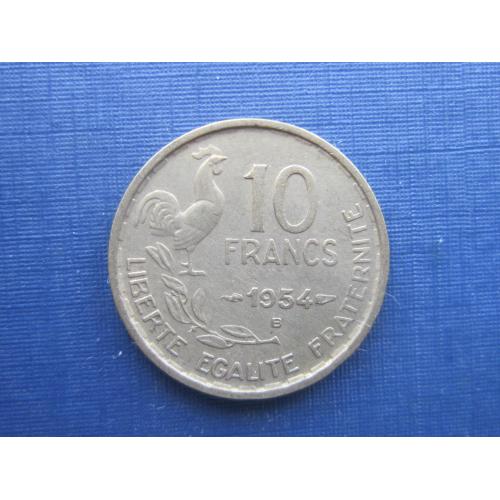 Монета 10 франков Франция 1954 В фауна петух
