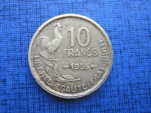 монета 10 франков Франция 1955 фауна петух