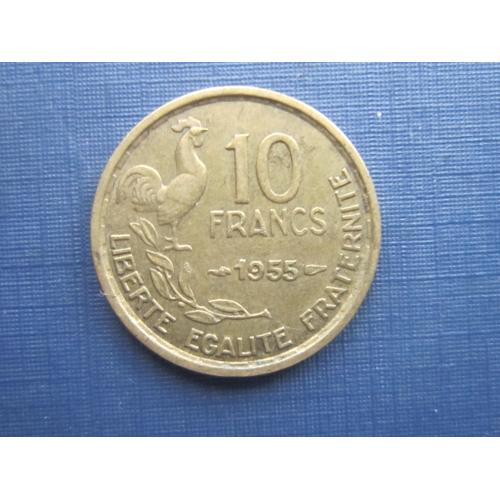 Монета 10 франков Франция 1955 фауна петух