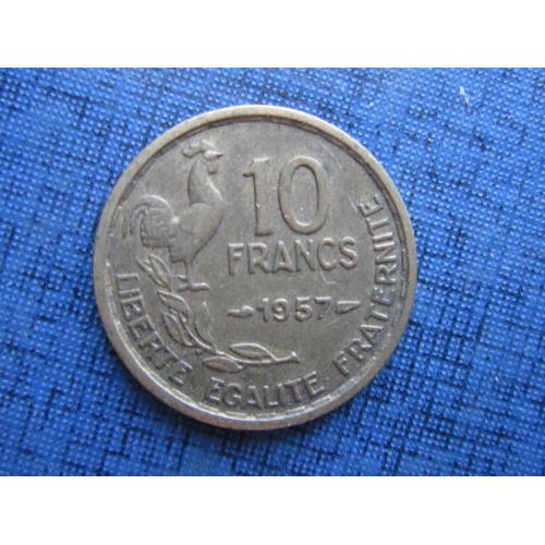 Монета 10 франков Франция 1957 фауна петух нечастый год